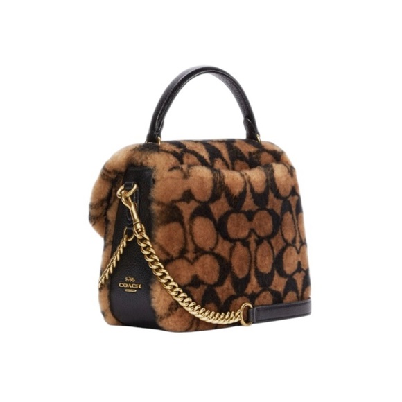 Coach X Jennifer Lopez Marlie Bag Top Handle Shearling C6492 Leopard Leather - Picture 2 of 11